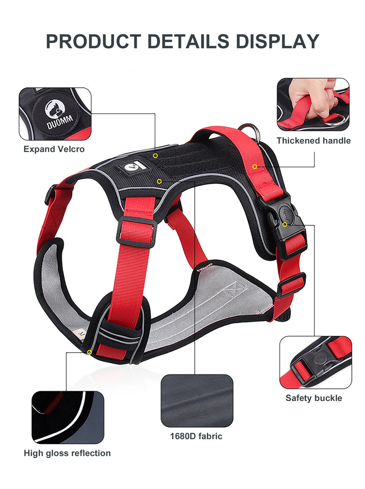 Reflective Tactical Dog Harness Vest Waterproof Oxford Durable Adjustable Large Dog Harness