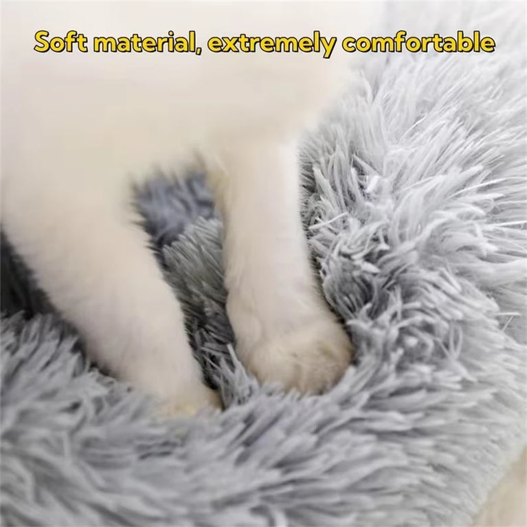 Soft Pet Cat Bed Plush Donut Cat Heating Pad Self Heating Bed Warm Cat