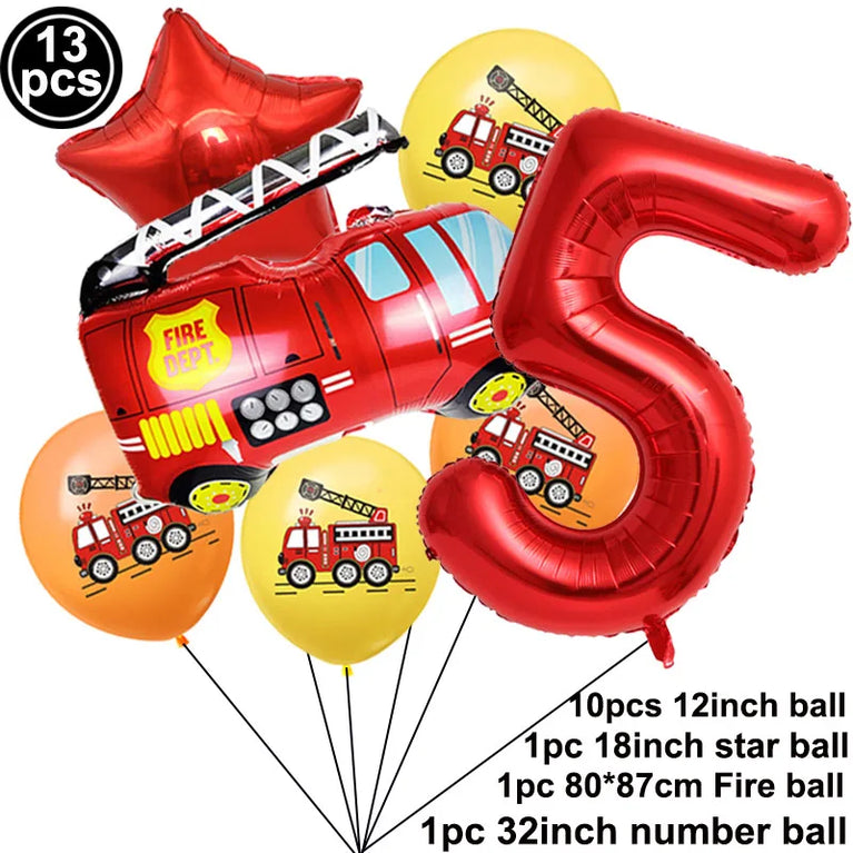 Firetruck Birthday Party Supplies Fire Theme Paper Plates Cups Napkins Set