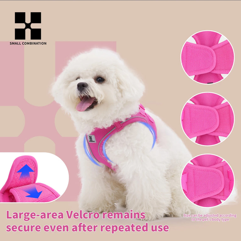 Adjustable Reflective Dog Harness Leash Set Step-In Soft Air Mesh Vest