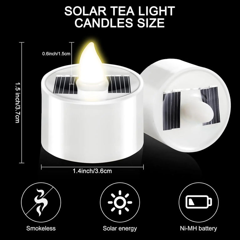 Solar LED Flameless Tea Lights | 10-Piece Waterproof Outdoor Rechargeable Candles
