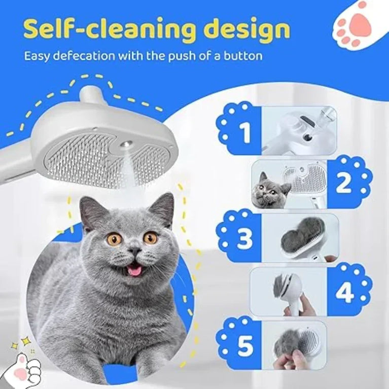 3-in-1 Electric Cat Hair Brush Steam Spray Grooming Comb Tool