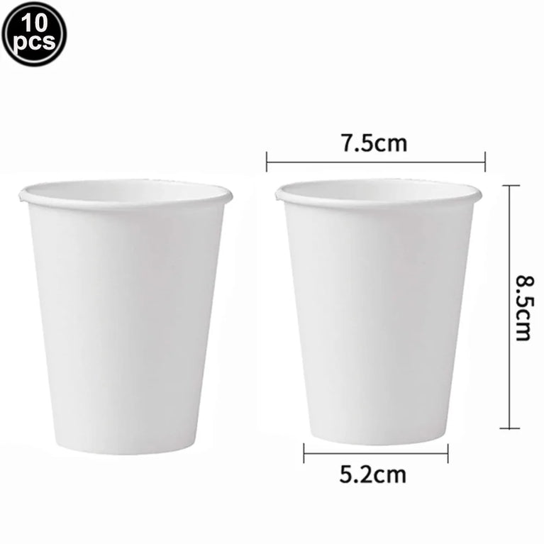 10Pcs Solid Color Popcorn Boxes Paper Food Trays Gift Bags With Handles Party Supplies Set