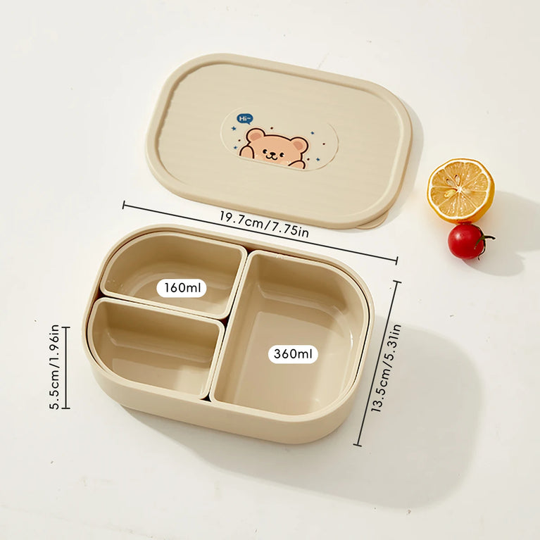 3-Grids Microwave Bento Lunch Box Stackable Leakproof Food Container