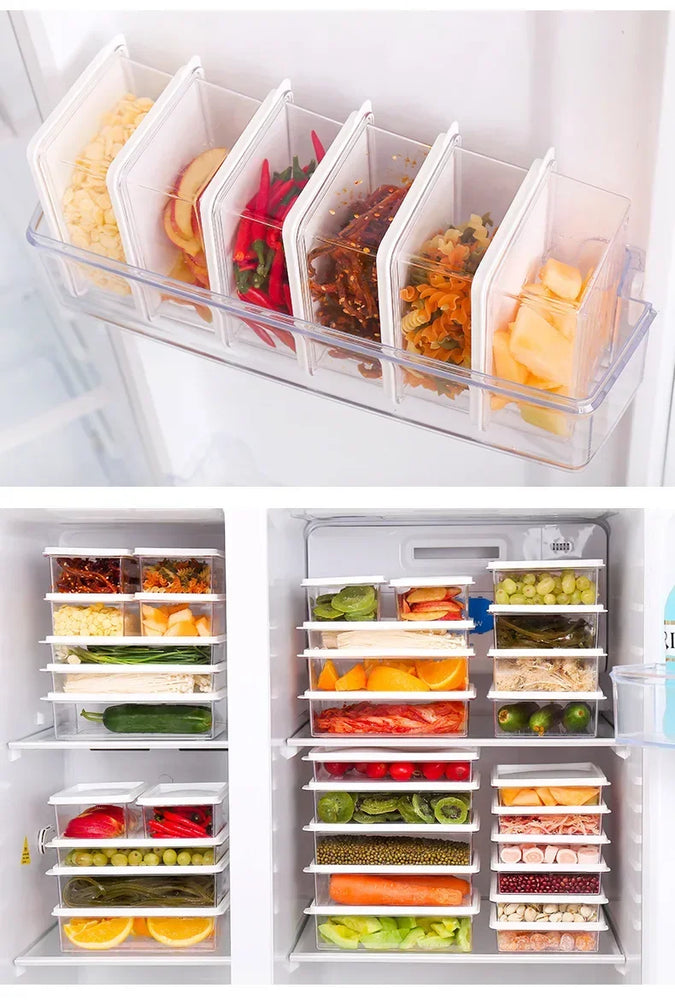 4Pcs Kitchen Refrigerator Food Storage Box Set Plastic Fresh Keeping Containers
