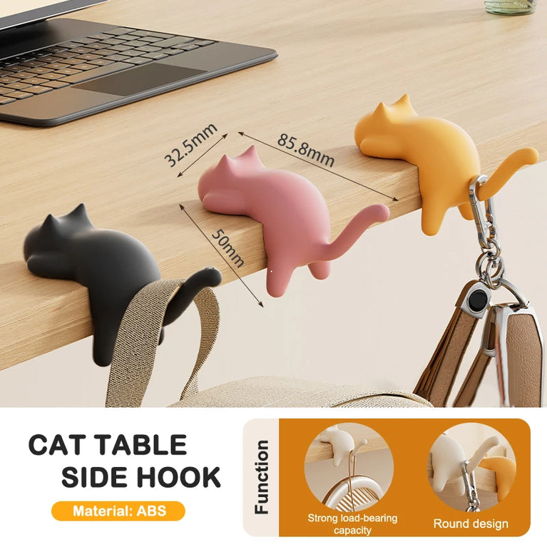 Cute Cat Bag Hook Portable Table Hanger Desk Organiser Holder Stand
