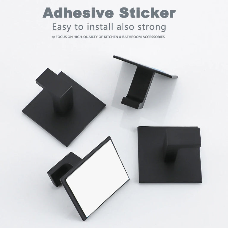 Black Self-Adhesive Wall Hooks For Hanging Keys Clothes Hanger Door Metal Robe Hook Coat Rack Towel Holder Bathroom Accessories