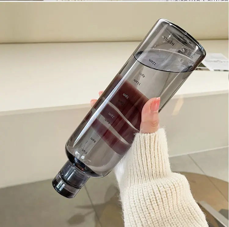 500/750ml PC Plastic Time Marker Water Bottle Leakproof Gym Sport Large Capacity Drink Bottle with Lid