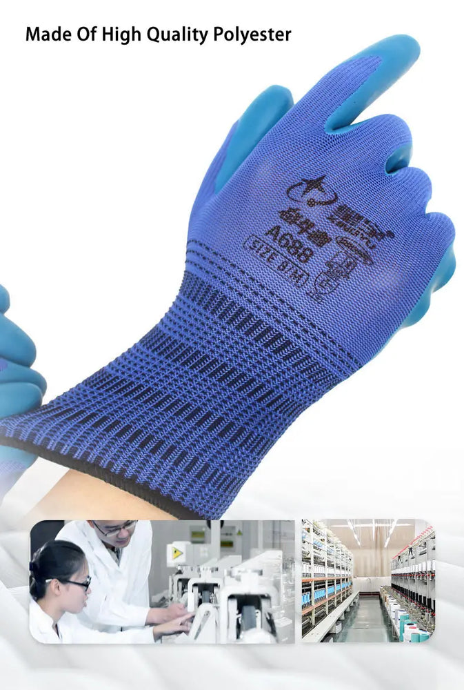 Super Grip Rubber Coated Waterproof Gardening Gloves Anti Slip Work