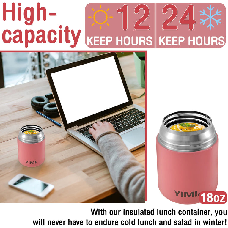 304 Stainless Steel Thermo Soup Cup 530ml 480ml Leakproof Vacuum Insulated Jar
