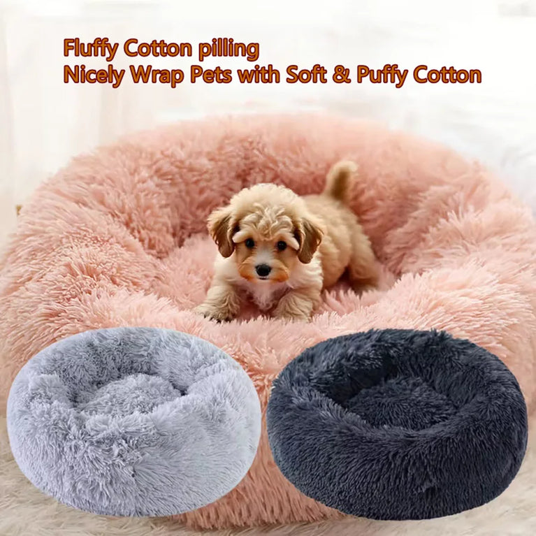 Soft Pet Cat Bed Plush Donut Cat Heating Pad Self Heating Bed Warm Cat