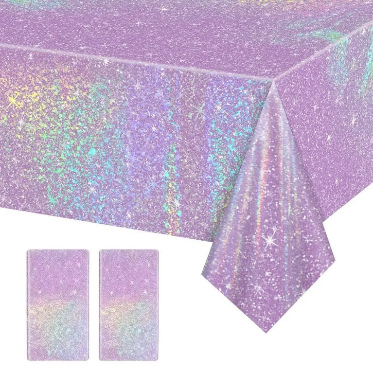 Purple Iridescent Laser Disposable Tablecloth for Party Decoration