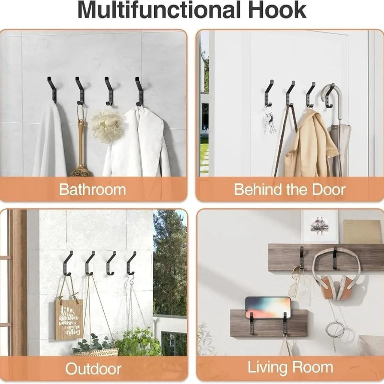 Wall Mounted Hooks for Hanging Coats Hats Backpacks Keys Utility Hook