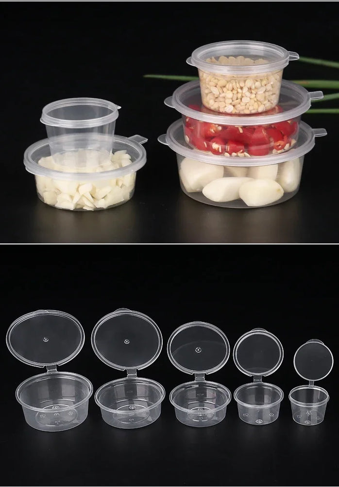 100pcs Disposable Sauce Takeaway Packaging Box Round Sealed Containers With Lid for Chili Oil