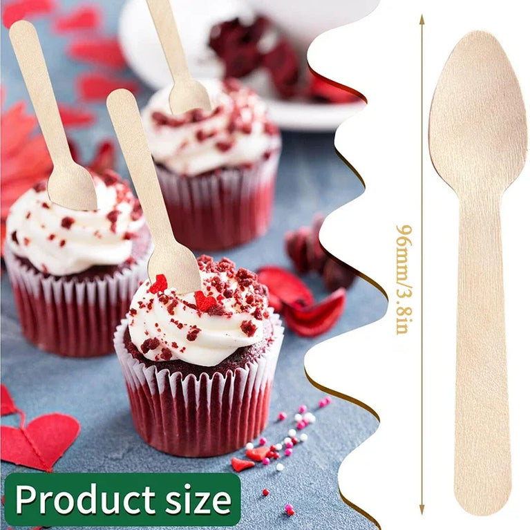50/100/200Pcs Wooden Mini Tasting Ice Cream Yogurt Disposable Spoon Set