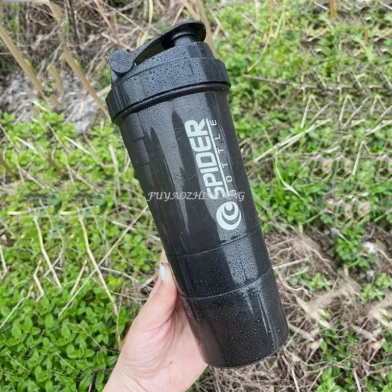 550ML 3 Layer Shaker Protein Mixing Waterbottle Fitness Gym Sports Cup