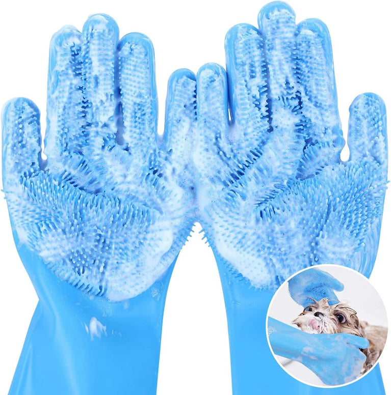 Silicone Pet Grooming Gloves | Hair Remover & Bath Scrubber