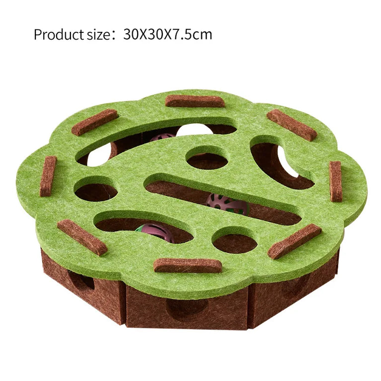 Interactive Cat Puzzle Felt Toy Box Maze Tunnel Bell Ball Indoor Cat Entertainment Toy Set