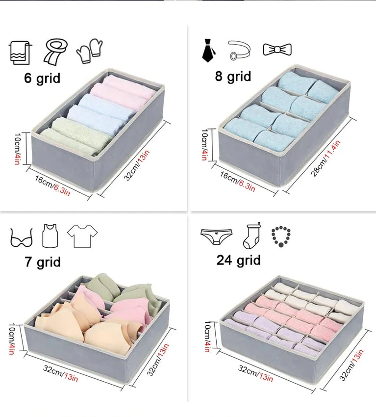 Non-Woven Underwear & Sock Organizer | Foldable Wardrobe Drawer Divider