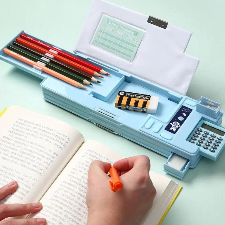 Multifunctional Pencil Case | Integrated Calculator & Sharpener Stationery Box