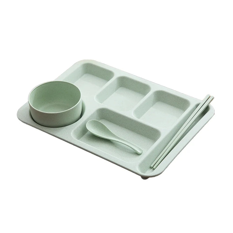Eco-Friendly Wheat Fiber Meal Set | Anti-Fall Student & Toddler Dinnerware