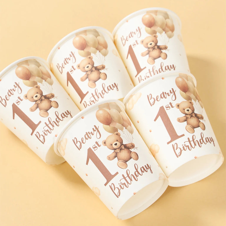 Little Bear Balloon Happy 1st Birthday Disposable Tableware Set Party Decorations