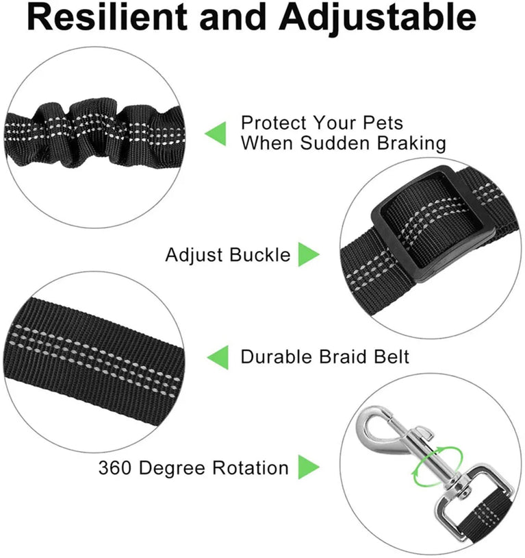 Adjustable Reflective Dog Car Seat Belt Harness With Lights Safety Travel Belt