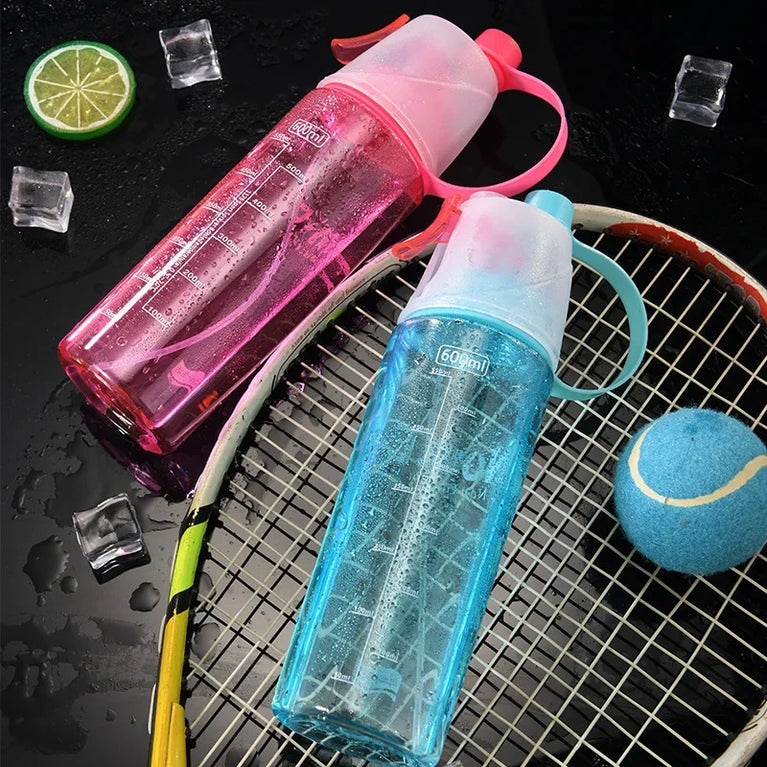 600ML Sports Spray Water Bottle Mist Cooling Gym Hiking Bottle