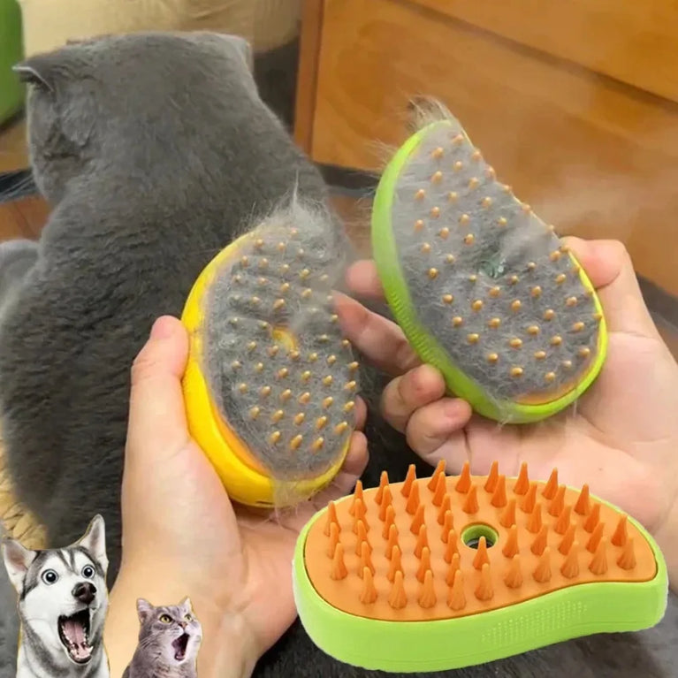 Cat Steamy Brush Electric Spray Massage Grooming Shedding 3in1 Tool