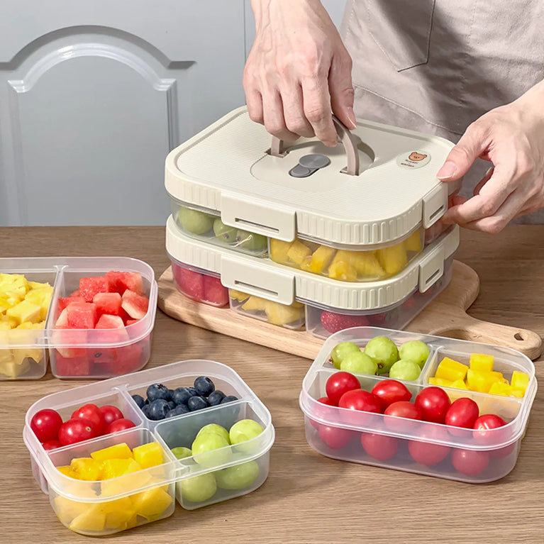 Portable Plastic Divided Lunch Box Kids Student School Picnic Sealed Microwave Bento Container