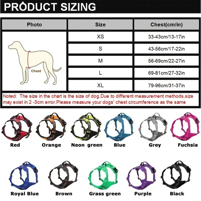 Reflective Adjustable Dog Harness Breathable No Pull Vest ChestStrap