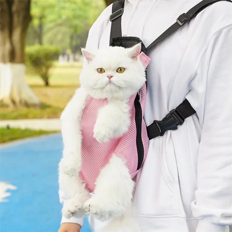 Portable Pet Mesh Backpack | Dual-Shoulder Outdoor Travel Carrier