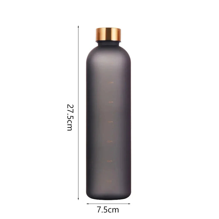 1L Water Bottle with Time Marker Leakproof BPA-Free Fitness Sports Outdoor Travel Hydration Bottle with Straw
