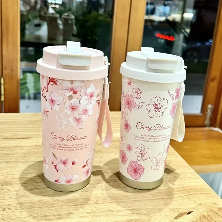 500ml Insulated Stainless Steel Tumbler Mug with Straw Handle