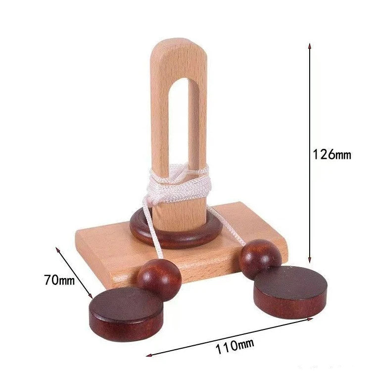 Muddy Puddles Wooden Rope & Ring Puzzle | Classic 3D Brain Teaser