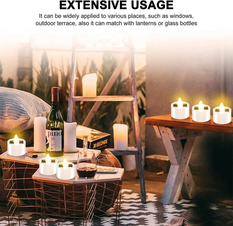Solar LED Flameless Tea Lights | 10-Piece Waterproof Outdoor Rechargeable Candles