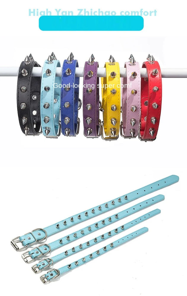 Harp Spiked Studded DogCollars PU Small Medium Large NeckStrap