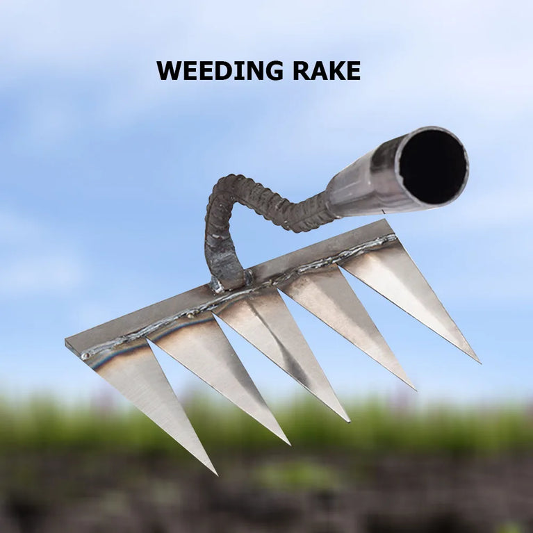 5-8 Teeth Iron Garden Weeding Hoe Rake Soil Loosening Farm Tool