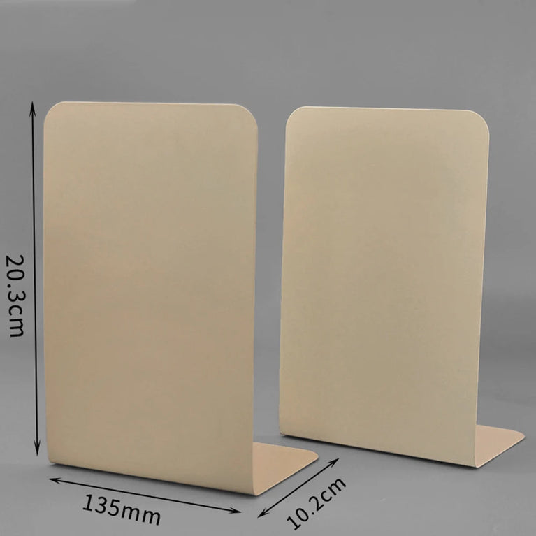 Simple Metal Bookends | 2-Piece Heavy-Duty Non-Slip Desktop Organiser