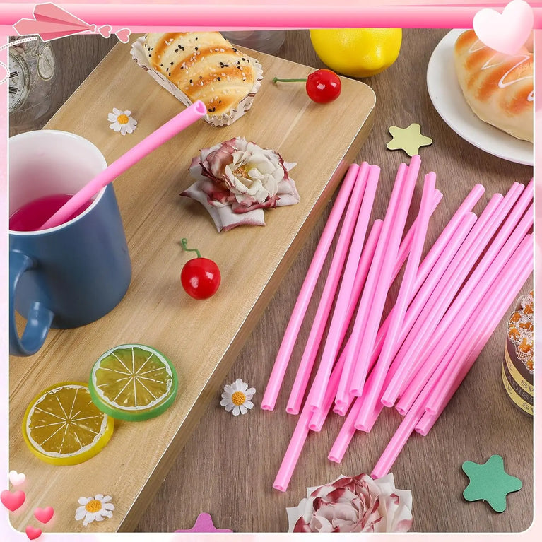 Heart Shaped Pink Straw Disposable Cute Drinking Straws for Party Wedding Cocktail Supplies