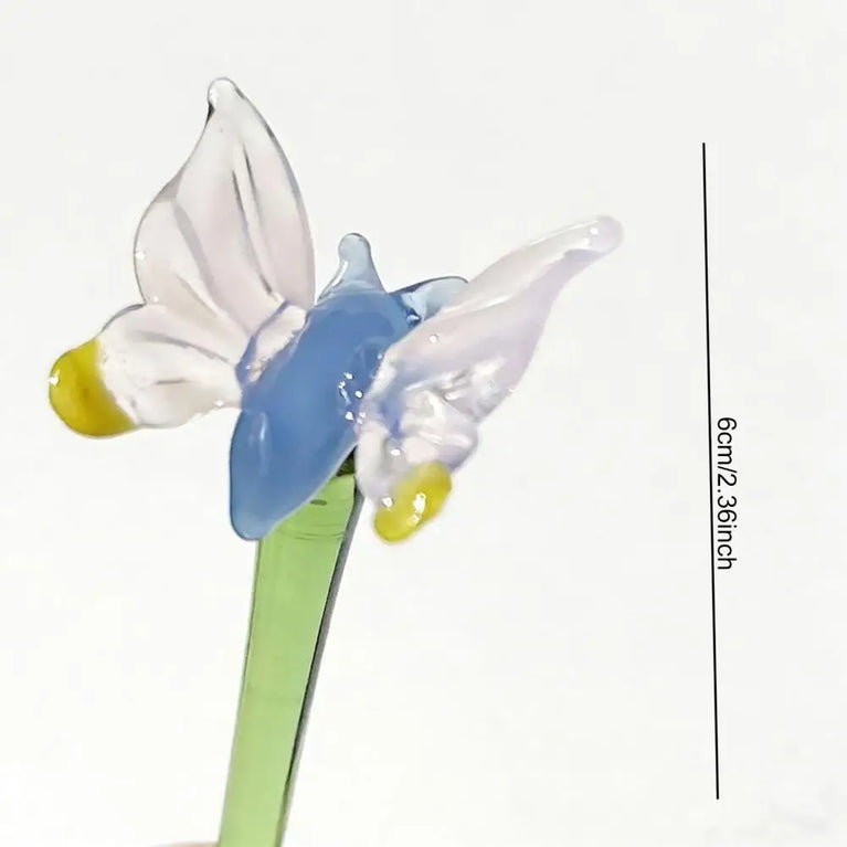 Miniature Hand-Blown Glass Flower Figurine | Exquisite Crystal Bouquet Decor