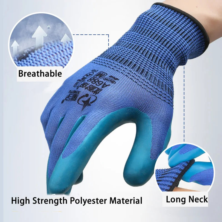 Super Grip Rubber Coated Waterproof Gardening Gloves Anti Slip Work