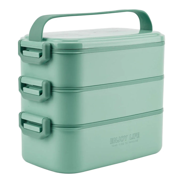 Stackable 3 Layer Bento Lunch Box with Handle Microwave Safe Food Container