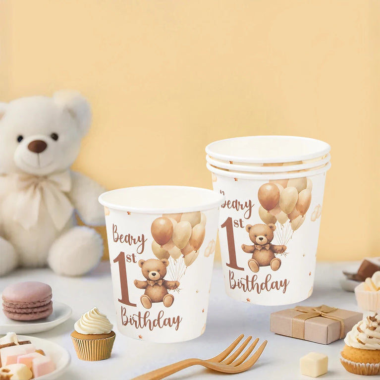 Little Bear Balloon Happy 1st Birthday Disposable Tableware Set Party Decorations