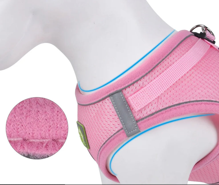 Reflective Breathable Mesh Puppy Dog Harness And Leash Set No Pull Vest
