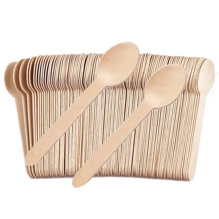 50/100Pcs Disposable Wooden Spoons for Ice Cream Dessert Party Use