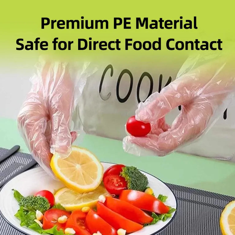 50/200Pcs Disposable PE Gloves Food Grade Transparent Plastic Gloves