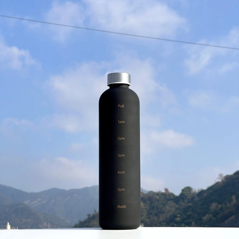 1L Water Bottle with Time Marker Leakproof BPA-Free Fitness Sports Outdoor Travel Hydration Bottle with Straw