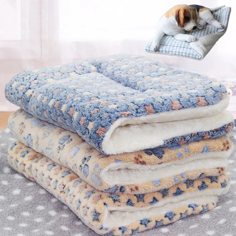 Thicken Coral Fleece Dog Bed Mat | Soft Flannel Sleeping Rug