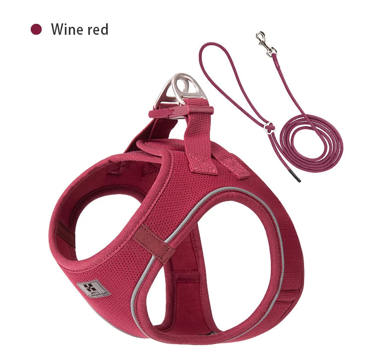 Adjustable Reflective Dog Harness Leash Set Step-In Soft Air Mesh Vest